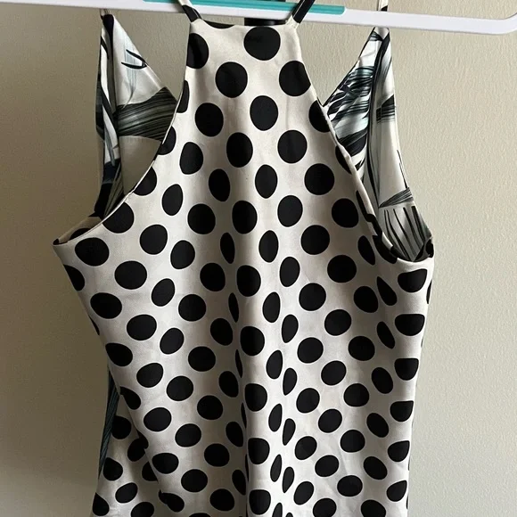 New Collection Italy. Reversible Leaf/Polka Dot Strappy Top - Picture 2 of 4